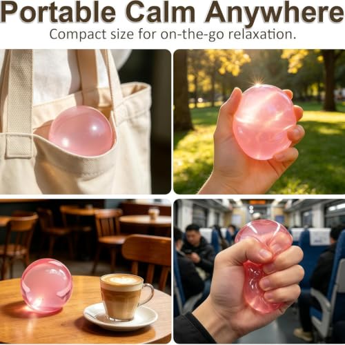 Image of Coconut Oil Squishy Stress Ball, Coconut Oil Ball - Formable No-Rebound Coconut Oil Stress Ball, Stress Relief Ball for Adult Calming Desk Decor Anxiety Relief Gifts (Pink Ball)