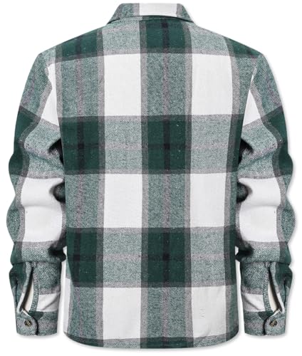 Image of Cromoncent Mens Boys Thick Flannel Shirt Long Sleeve Shirt Jacket Casual Button Down Multi Pockets Shacket