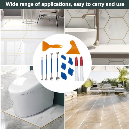 WANYIG Silikonentferner Werkzeug Set Silikon Abzieher Fugenwerkzeug Fugenkratzer Werkzeug Schaber Kit Fugenglätter Set Silikon für Bäder Fußböden Küchenfliesen Fenster Abdichtung (15 Stück)