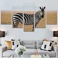 SIGNWIN 5 Panel Canvas Wall Art Animals Black and White Dramatic Group Modern Artwork for Home Decorations Ready to Hang - 60