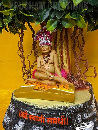 Image of Resin - Shri Swami Samarth Murti With Tree (Led Focus Light) 1.5 Feet, Multi Colour, Pack of 1