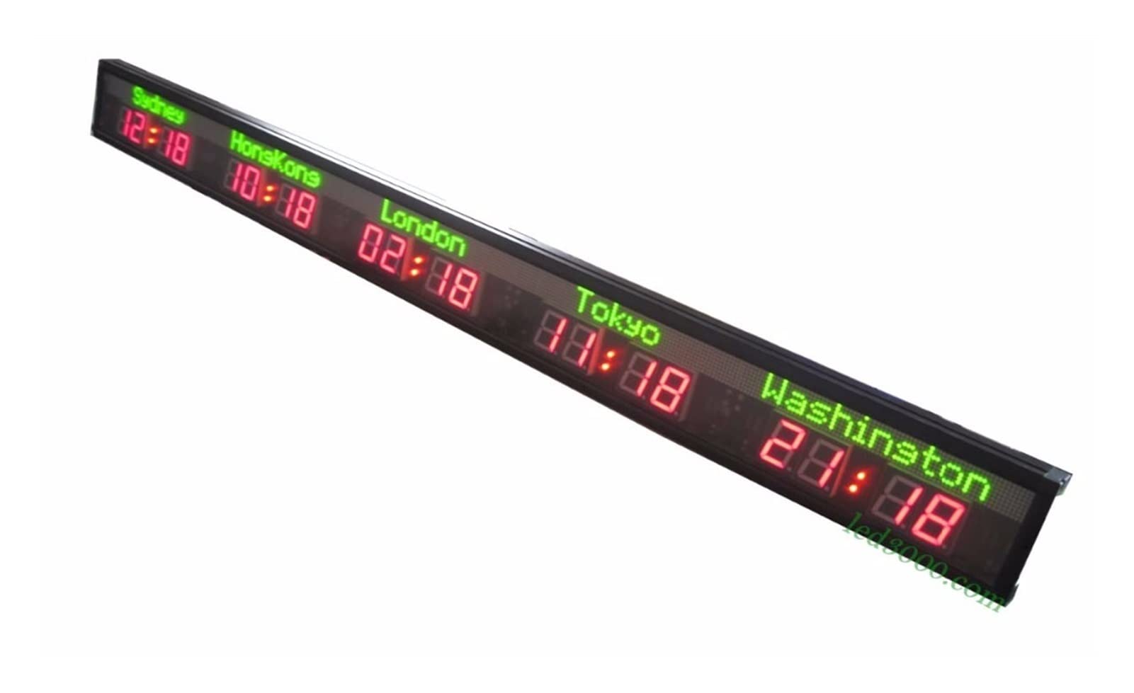 5. Miasta Zegar Time Clock Montaż na ścianie Zdalne działanie Hight Brightness LED Cyfrowy Zegar Zegar Zegar Bezpłatny Hak montażowy Duży zegar