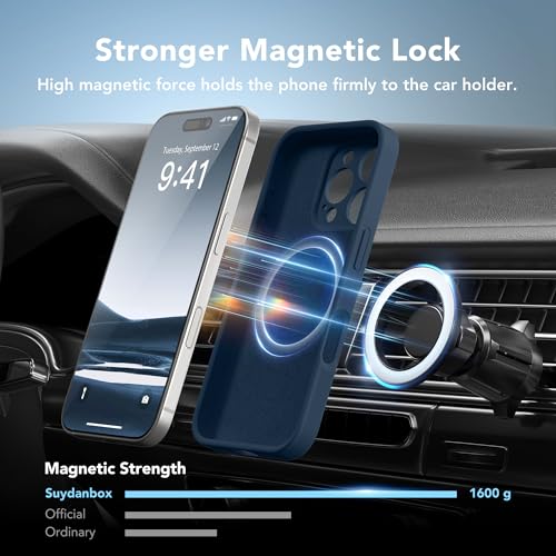 Image of Magnetic for iPhone 16 Pro Case, Compatible with MagSafe, [Full Camera Protection][Screen Protector] Silicone Shockproof Protective Phone Case for iPhone 16 Pro 6.3 inch, Cobalt Blue