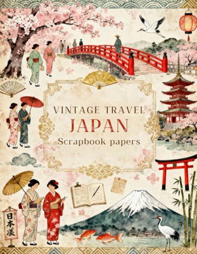VINTAGE TRAVEL JAPAN Scrapbook papers: Over 200 Craft Elements & Pattern Designs for Scrapbooking image 2