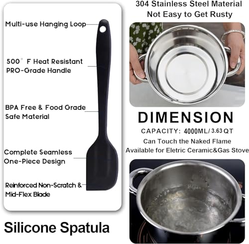 image for Marsheepy Double Boiler Pot Set, 2500ML（2.3QT） Mixing Bowl for Cho