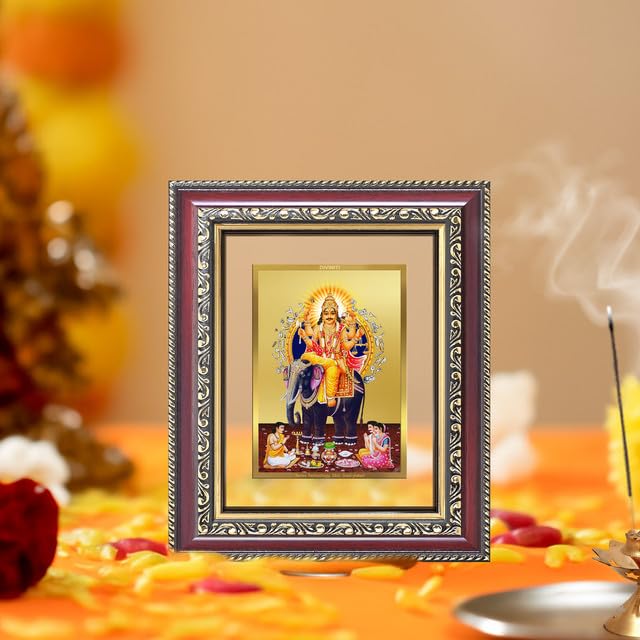 Image of DIVINITI Lord Vishwakarma 24K Gold Plated Foil Wall and Tabletop Photo Frame for Home Decor, Puja Room, Luxury Gifting | DG Frame 105 S1 (16x13.5 CM)