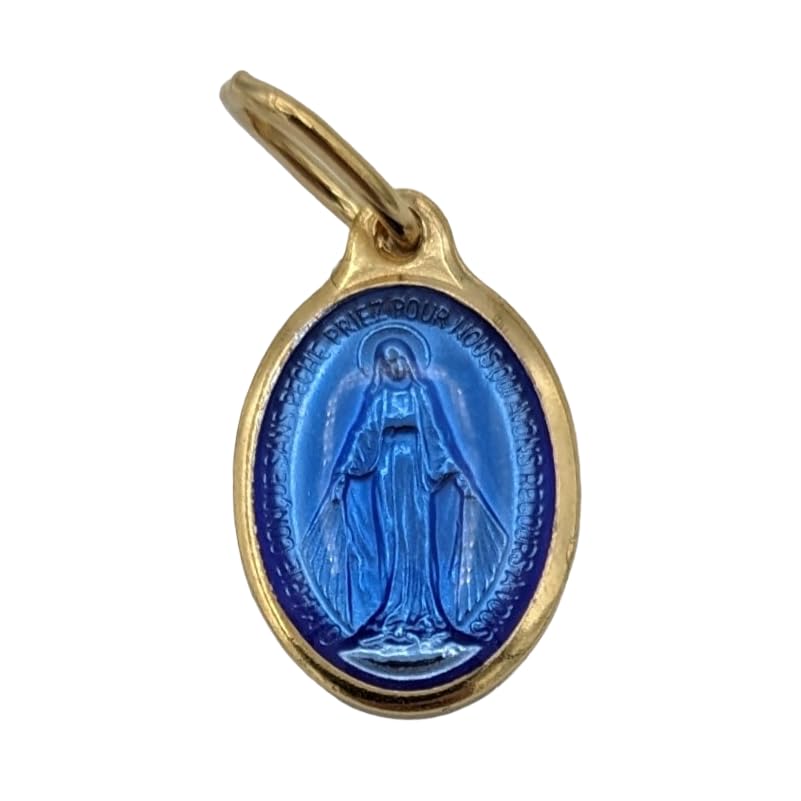 Médaille Vierge Miraculeuse - Made in Lourdes (dorée et émail epoxy - 12 mm)