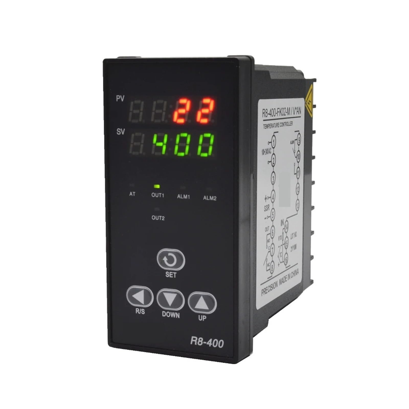 MUHM 48x96mm 1/8 DIN Entrada TC/RTD KEJ PT100 R8-400 Controlador de Temperatura Digital PID Salida SSR relé AC 110/220V termostato (Color : Output Relay 1 Alarm)
