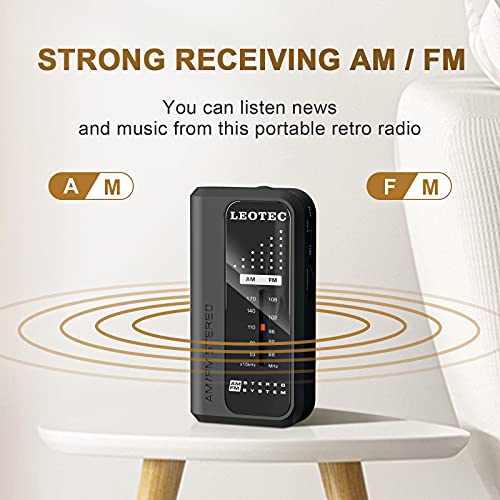 Leotec Small Pocket Radios, Battery Operated Am Fm Radio, Dbs Function Great Reception For Indoor, Outdoor & Emergency Use,Portable Transistor Radio With Earphone #TOP1