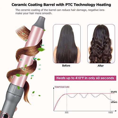 Curling Iron Set 6 in 1 - Laluztop Hair Curling Wand Set Instant Heat Up Hair Curler with LCD Temperature Control and 5 Interchangeable Ceramic Barrels(0.35’’ to 1.25’’ ) and 1 Hair Straightener Brush - Thumbnail 7