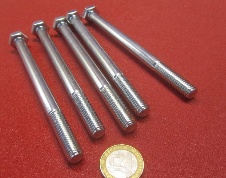 8.8 Zinc Steel Bolts PT M10 x 1.5 mm x 140 mm Long 5 pcs