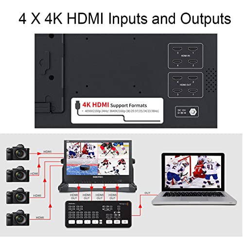 Image of ATEM156 15.6 inch IPS Live Streaming Broadcast Director Monitor with 1920x1080 Pixels 4 HDMI Input Output Quad Split Display for ATEM Mini Video Switcher Mixer Pro Studio Television Production
