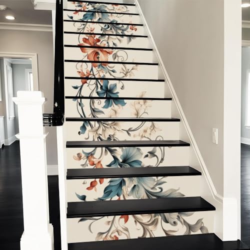 REDAMANCY Boho Beige Abstract Lily Floral Peel and Stick Vinyl St...