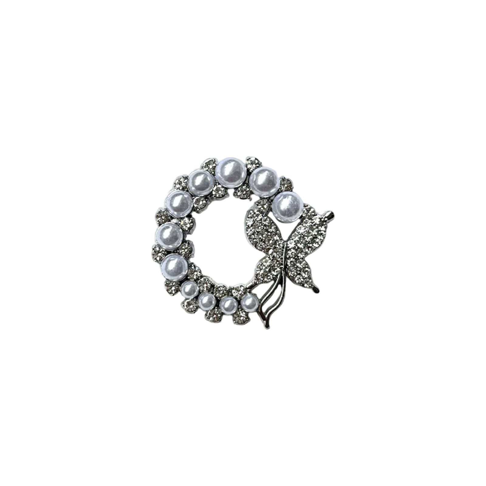 BWANGIAO Elegant Alloy Pearls Butterfly Brooch With Detachable Chain For Wedding Family Photos And Business Occasions
