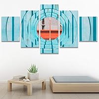 SIGNWIN 5 Panel Canvas Wall Art Architecture & Maps Closeup Cool Industrial Multicolor Patterns for Home Decorations Ready to Hang - 60