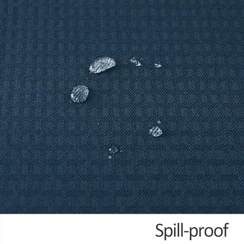 Image of maxmill Rectangle Tablecloth Weaved Pattern Waterproof Spillproof Wrinkle Free Table Cloth, Kitchen Dining Tabletop Decoration, Fabric Table Cover for Holiday Parties, 52 x 70 Inch, Navy Blue
