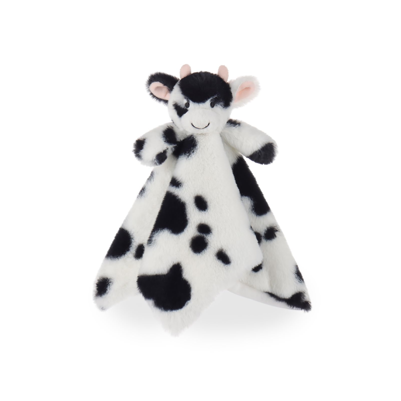 Apricot Lamb Clever Cow Cute Comforter Soft Loveys for Baby Boy and Girl, Security Blanket for Babies, Infant and Toddlers, Black