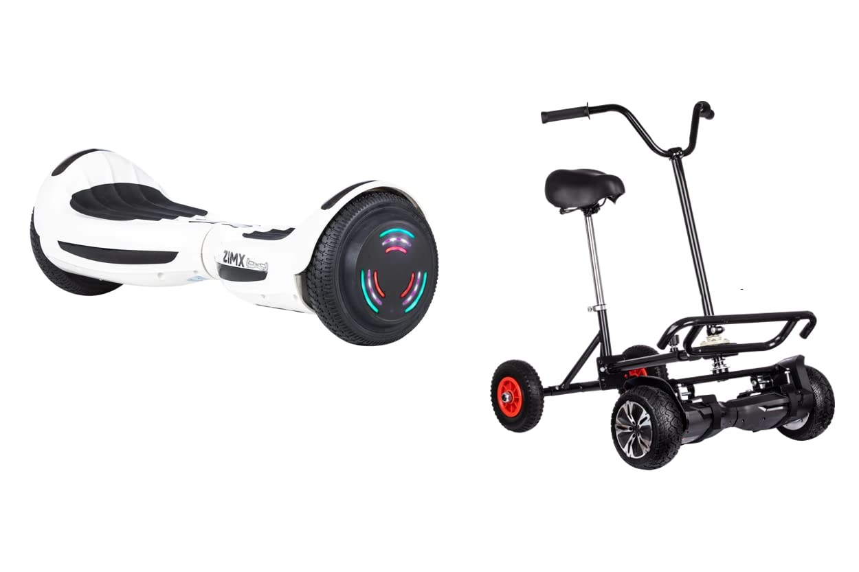 WHITE - ZIMX HB4 BLUETOOTH HOVERBOARD SEGWAY WITH LED WHEELS UL2272 CERTIFIED + HOVEBIKE BLACK