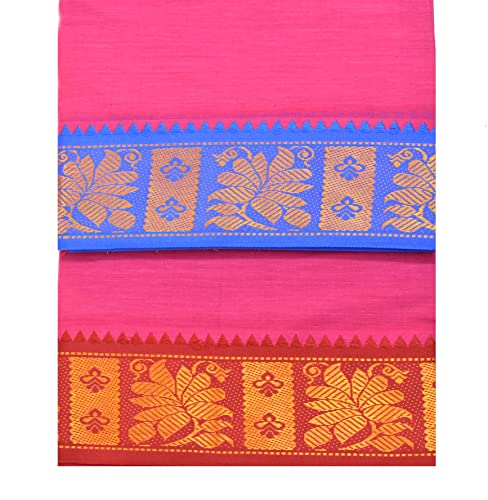 Image of TUNI MANI Men's Panchakacham Dhoti with Angavasthram Towel, Jari Border, 100% Cotton, Size: 9 X 5 (4.0mtr Dhoti, 2.25mtr Towel) (Unstitched)