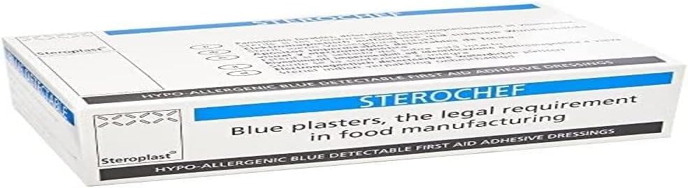 Steroplast Sterochef STCH1 Blue Detectable Plasters with Divider, Assortment Box, Pack of 100