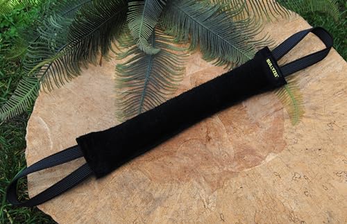 XXL Beißwurst Leder, Schwarz 60 x 7cm, 2 Schlaufen in Grau gummiert
