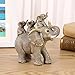 FriyGardcn Cute Elephant Statue Home Décor Good Luck Elephant Carries Three Calves on Its Back Figurines Décor for Shelf Good Gifts for Women Decoration for Living Room, Bedroom, Office