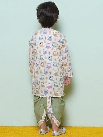 AJ DEZINES Kids Ethnic Printed Kurta Dhoti Set for Boys Indian Traditional Wear Bollywood Wedding Dress (1936-$P)