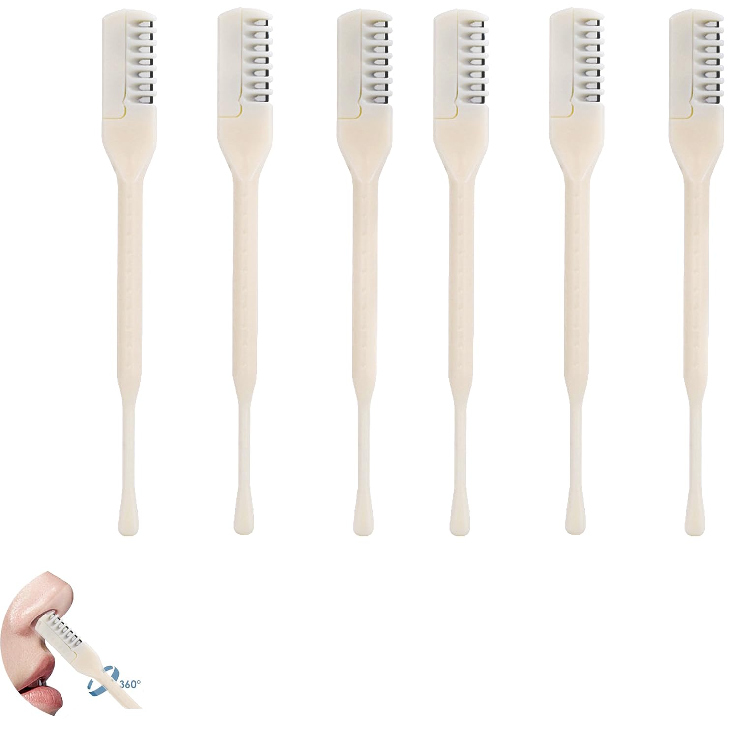 6 Pcs 2-in-1 Nasal Hair Cutter New Double Sided Nose Hair Knife Portable Nostril Hair Remover Tool 360