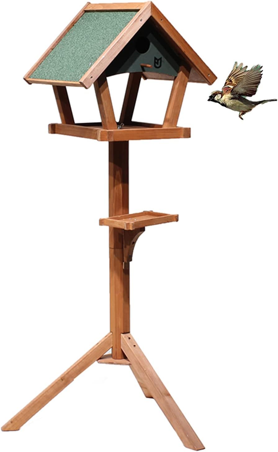 Outdoor Bird Feeder Stand Wooden Bird Table Tray Feeder