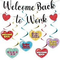 Welcome Back To Work Decoration Banner So Glad You're Back To Work Banner and Hanging Swirls for Office Party Supplies