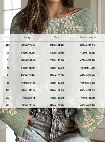 Women's Cute Graphic Oversized Lightweight Knitted Sweater Fall Vintage Floral Casual Long Sleeve Pullover Top3