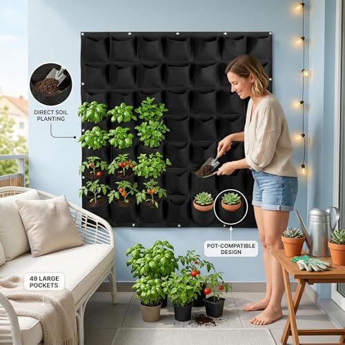 Bolsas de cultivo vertical en fieltro transpirable para jardinera de pared 100x100 cm 5