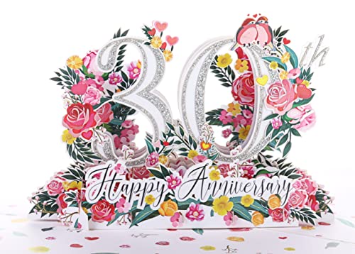 iGifts And Cards Happy 30th Milestone Anniversary 3D Pop Up Greeting Card, Perfect Couple, Elegant Wedding, Marriage - Image 2