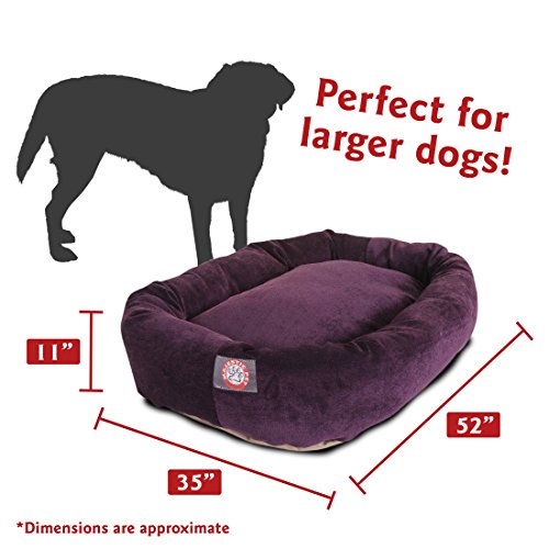 Majestic Pet Villa 52 Inch Shredded Memory Foam Dog Bed for X-Large Sized Dog 52x35x11 Inch–Orthopedic Pet Bed with Removable Washable Cover-Washable X-Large Puppy Mat with Head Support-Aubergine