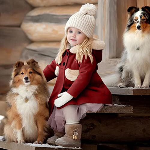 Toddler Girls Winter Windproof Coat Jacket Kids Warm Fleece Hooded Outerwear Jacket Winter Peacoat for (Red, 4-5 Years)4