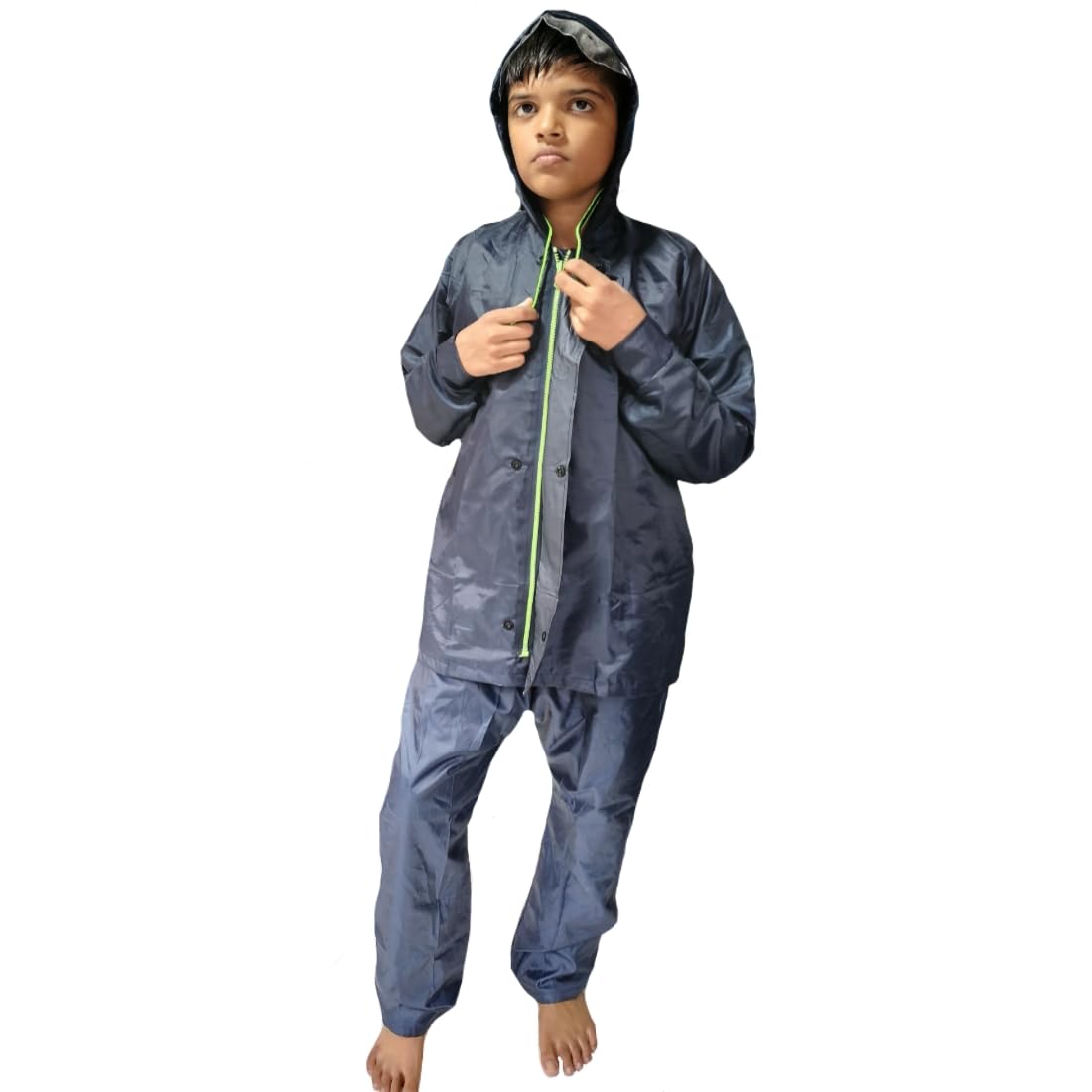 D8211K Children’s Waterproof Hooded Raincoat & Pant Set | Durable, Lightweight, Portable Rain Suit with Carry Pouch (M, Blue, 8 Years - 9 Years) 3