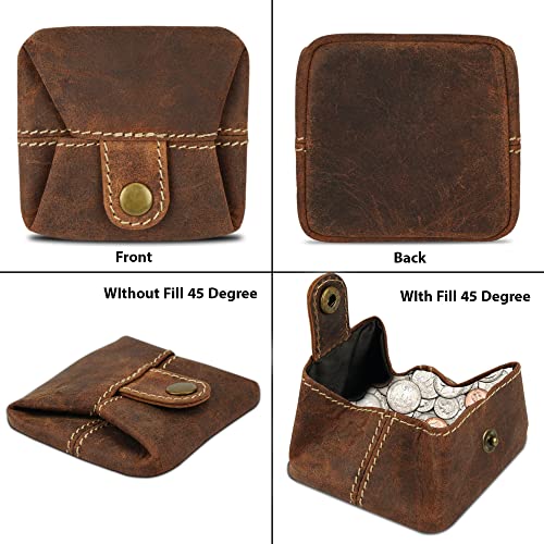 Leather Coin Pouch Change Holder Mini Pocket Wallet for Men & Women | Vintage Handmade Brown Leather Mini Wallet | Durable Compact Coin Purse | Classic Retro Coin Holder3