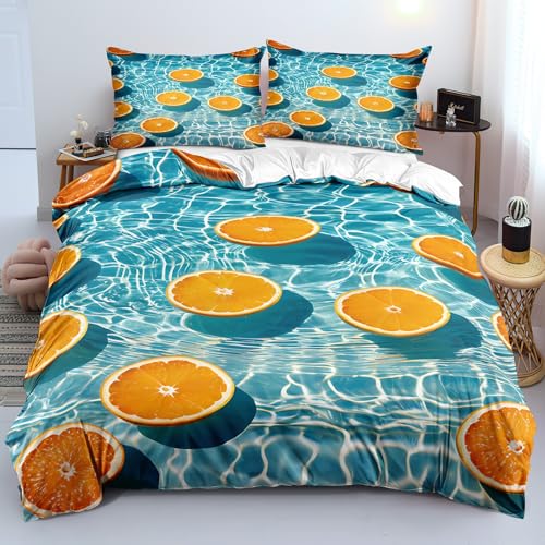 Housse de couette douce microfibre 140x200 cm orange à fermeture éclair