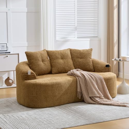 PUGSDRLY Canapé d'angle 2 Places en Forme de Nuage,Petit Canape 2 Places avec 3 Coussins,Aucun Assemblage Requis,Capacité de Charge 180 kg,Chenille,pour...