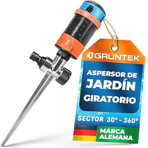 Aspersor de Riego Cesped Sectorial 30°- 360° Circular GRÜNTEK - con 4 boquillas rociadores y Punta de Metal