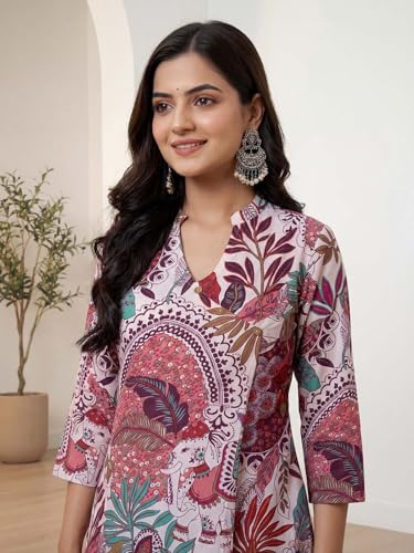 Image of Leriya Fashion Kurta Sets for Woman | Co ord Set for Women Stylish | Kurti Set for Woman | Short Kurti for Women | Kurtis | Ethnic Jaipuri Straight Kurta Set with Palazzo Pants | Salwar Suit for Party Outfits