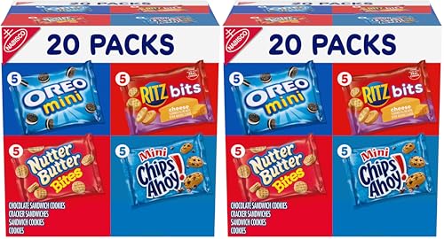 Nabisco Classic Mix Variety Pack, OREO Mini, CHIPS AHOY! Mini, Nutter Butter Bites, RITZ Bits Cheese, 20 Snack Packs (Pack of 2)