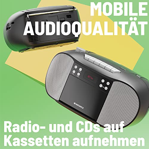 Oakcastle BCX10 Tragbarer CD-Player Boombox | Kassettenspieler & UKW-Radio | 2.0-Stereo-Sound | 15 Stunden Spielzeit mit Batterien | Radio mit CD-Player | Leichter tragbarer Kassetten Spieler