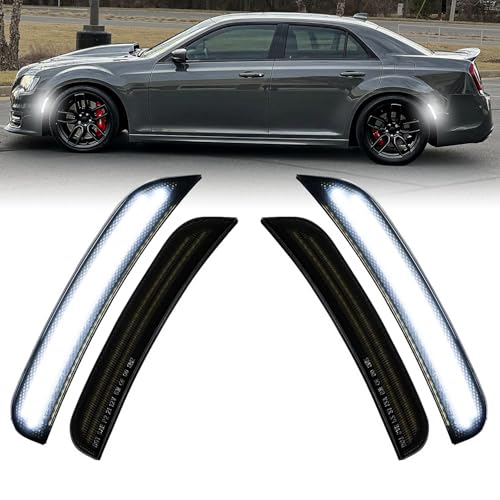 DouMmantn LED Side Marker Light Compatible with Chrysler 300 for Chrysler 300s for Chrysler 300c 2015 2016 2017 2018 2019 2020 2021 2022 2023 2024 Front Rear Side Marker Light Smoked Lens 4PCS