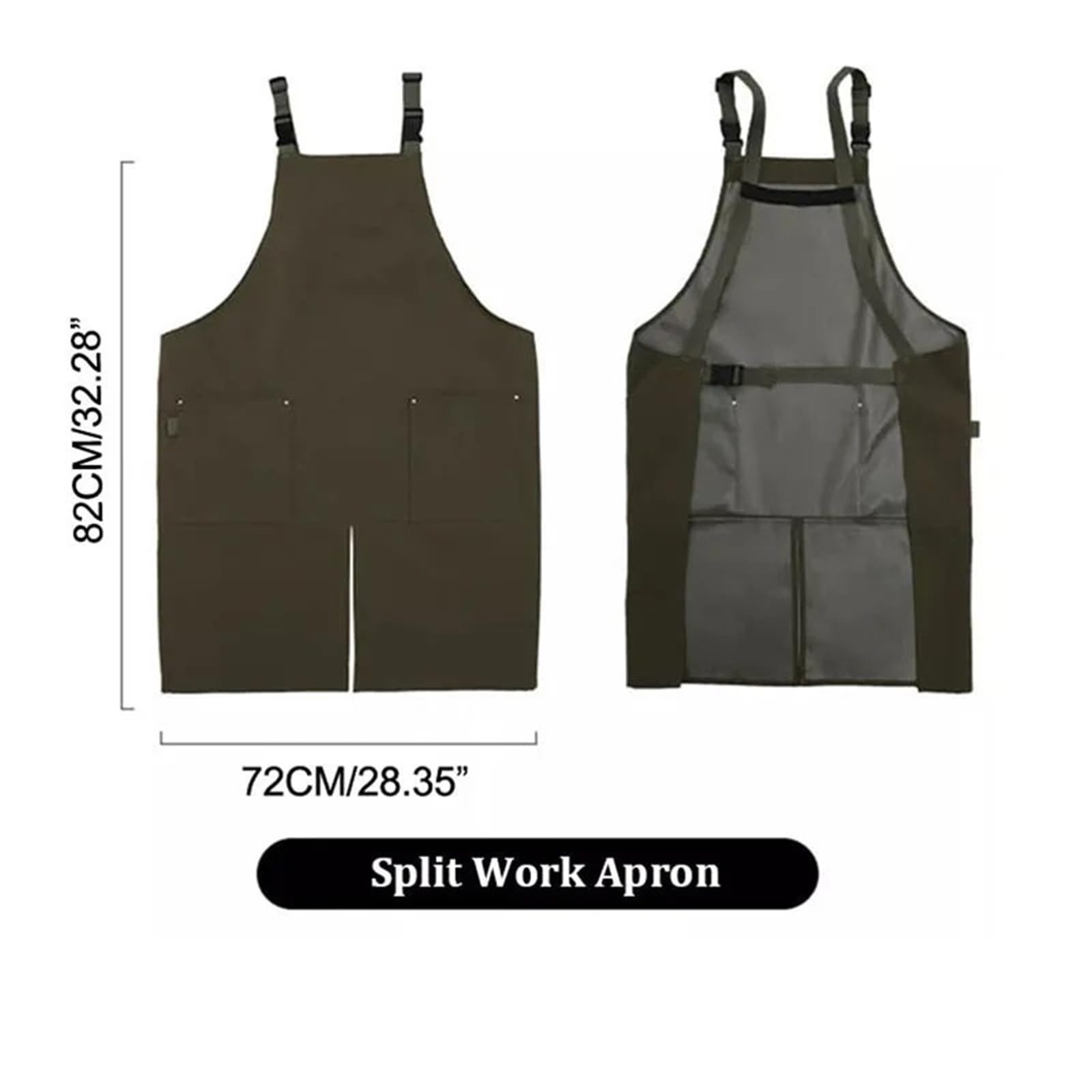 Delantal de Cerámica con Perneras Delantal de camarero impermeable con bolsillos for cocina, catering, cafetería, abertura frontal, for hombre y mujer, ropa trabajo antisuciedad for salón