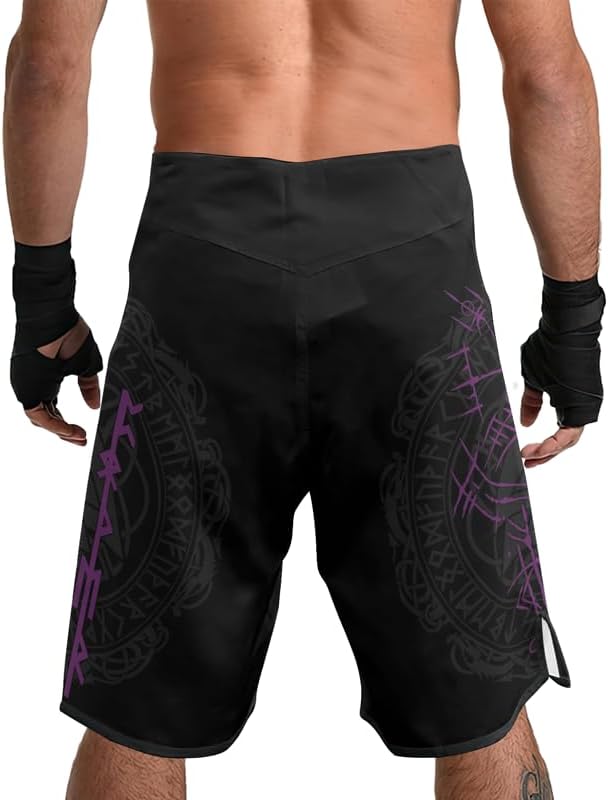 Viking Men's Fight Short MMA BJJ Training No Gi Grappling Shorts Trunks Fight Wear with Drawstring
