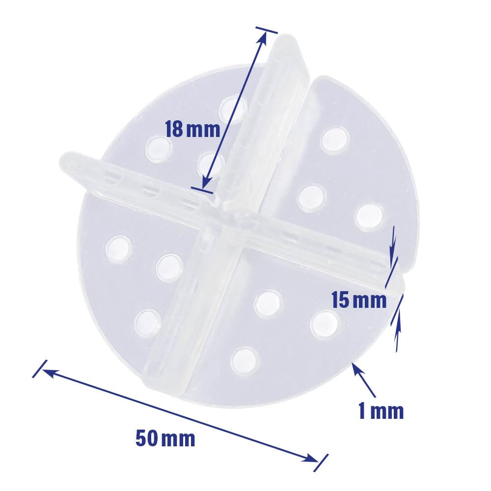 Karl Dahm Tellerfugenkreuze 3 mm, transparent 100 St. I Fugenkreuze mit Teller I Fliesenkreuze ideal für Keramikplatten & Naturstein I Fliesen Fugenkreuze 3 mm I Verlegehilfe & Fliesenzubehör – 12620