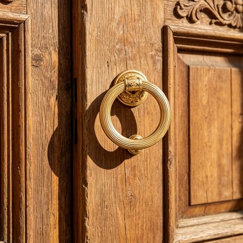 Aldaba de puerta vintage de metal resistente con acabado clásico para exterior 7