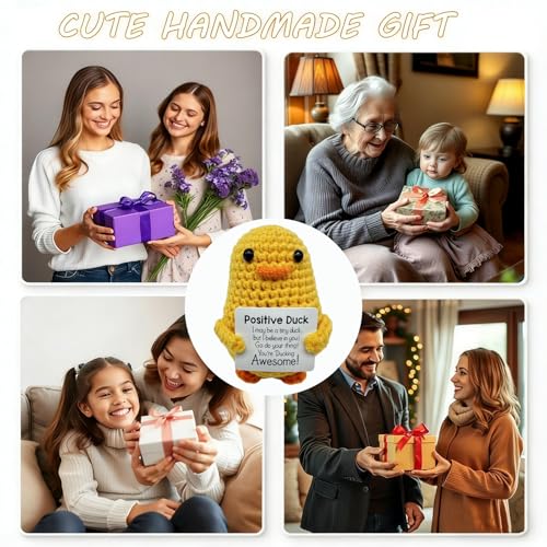 Image of Crochet Toys, Handmade Crochet Duck Doll, Soft Toy for Emotional Support, Cute Crochet Gift for Women, Teens, Friends, Desk Decor, Travel Companion, Yellow