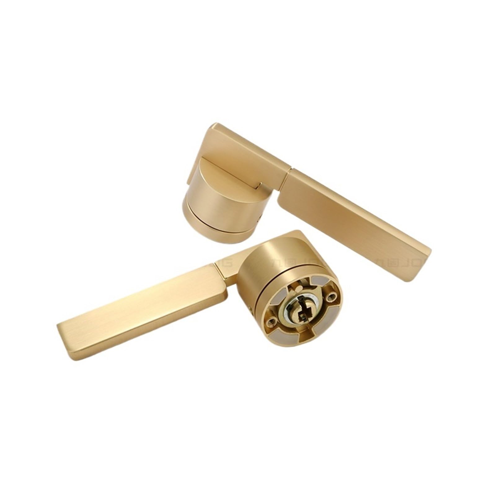 nxjaSDH Lock and Handle Sets, Bedroom Door Lock zinc Alloy Silent Room Wooden Simple American Home Split Handle(Gold Brushed)